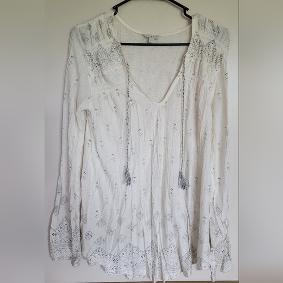 Lucky Brand Tops - Lucky Brand Women's White Peasant Bohemian Blouse Boho Top Size Medium